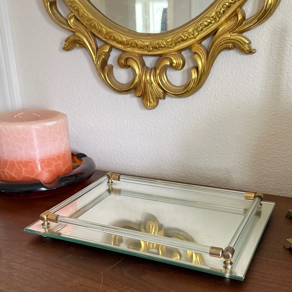 Vintage Elegant Glass Vanity Tray